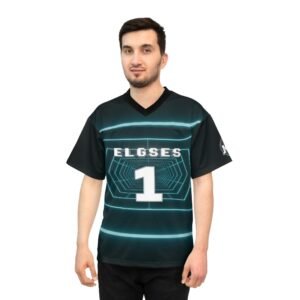 ELGSES Green Football Number 1 Retro 3D Jersey